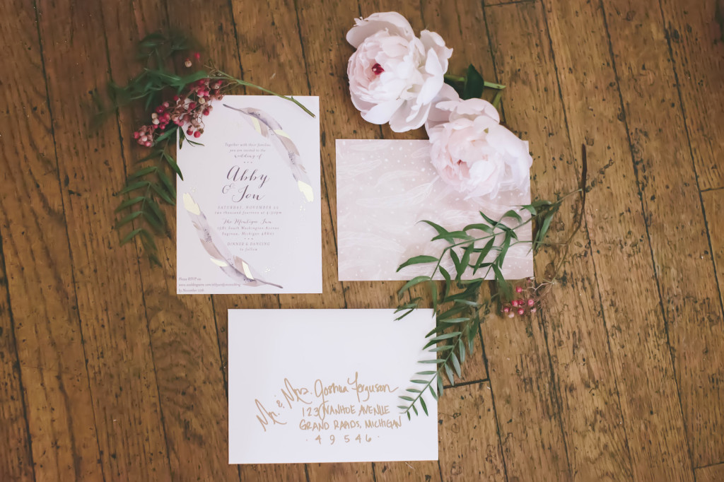 Feather Wedding Invitations | The Day's Design | Katie Grace Photography