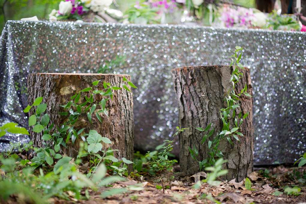 Tree Stump Seating | The Day's Design | Kelly Sweet Photography