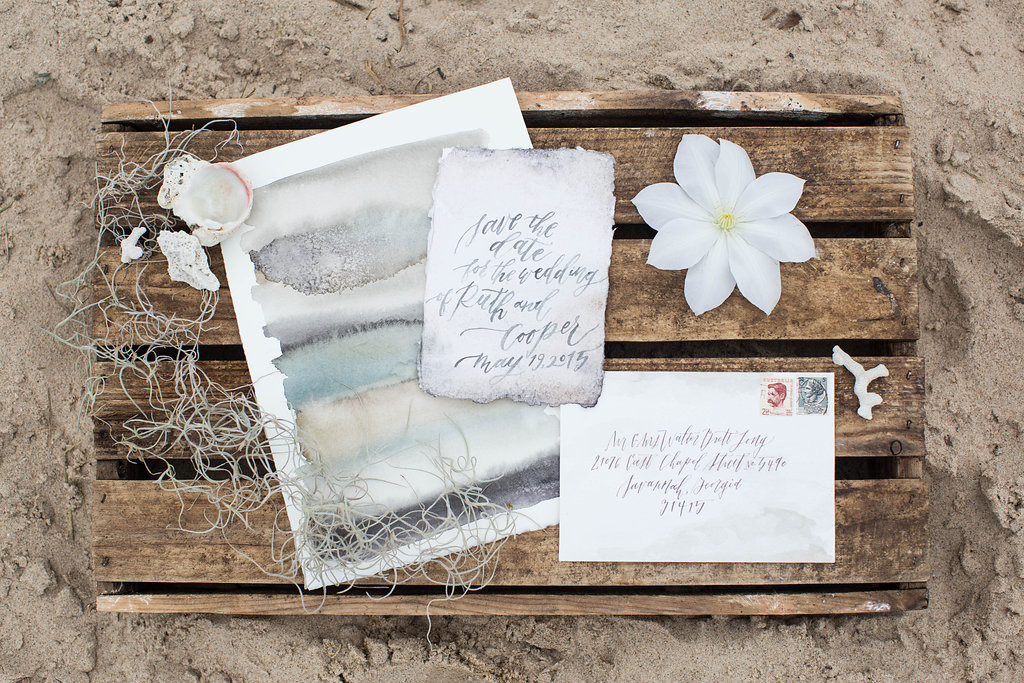 Beach Wedding Invitation | The Day's Design | Wildfield Paper Co | Ashley Slater Photography