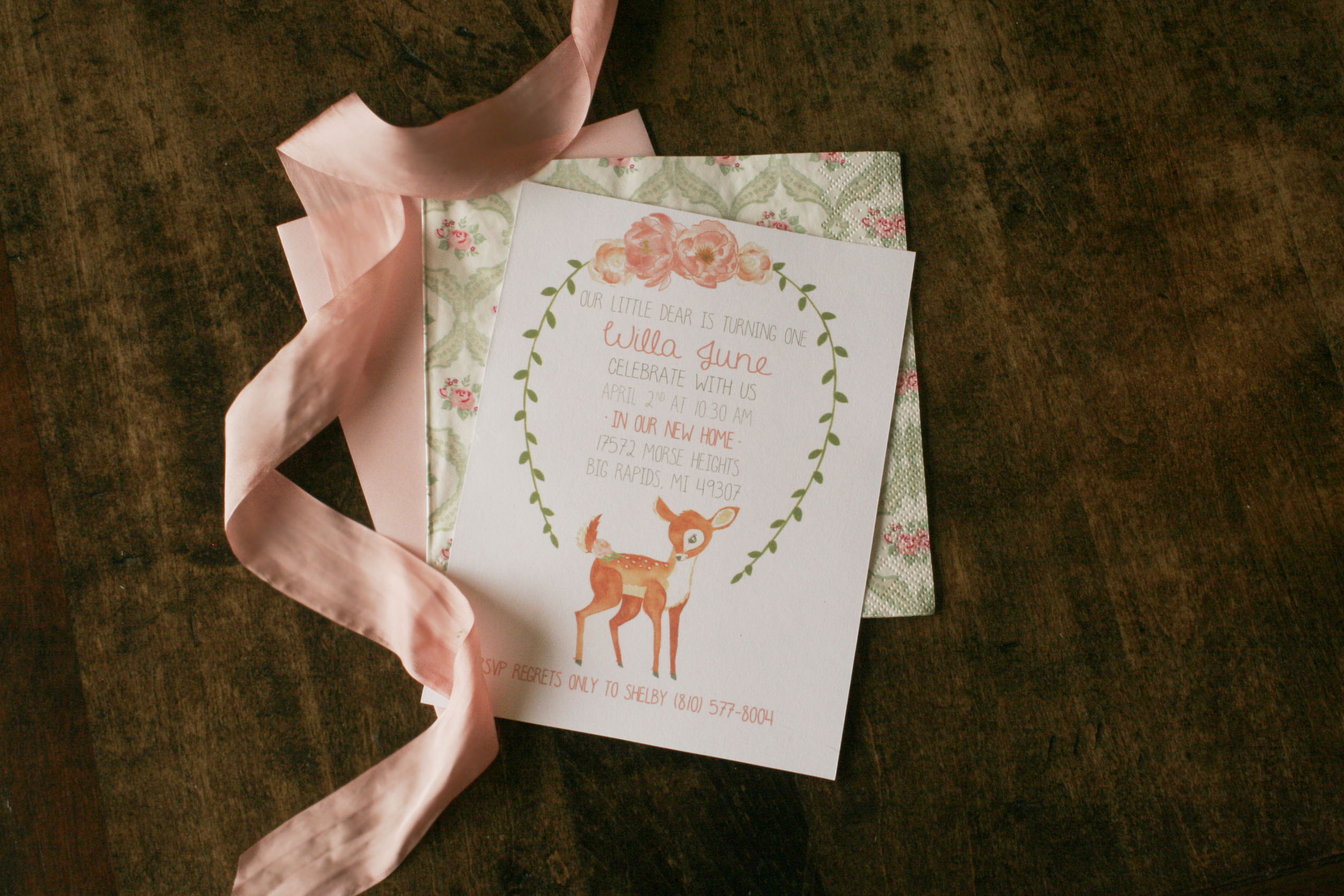 Deer First Birthday Invitations | Starwood Designs | The Day's Design