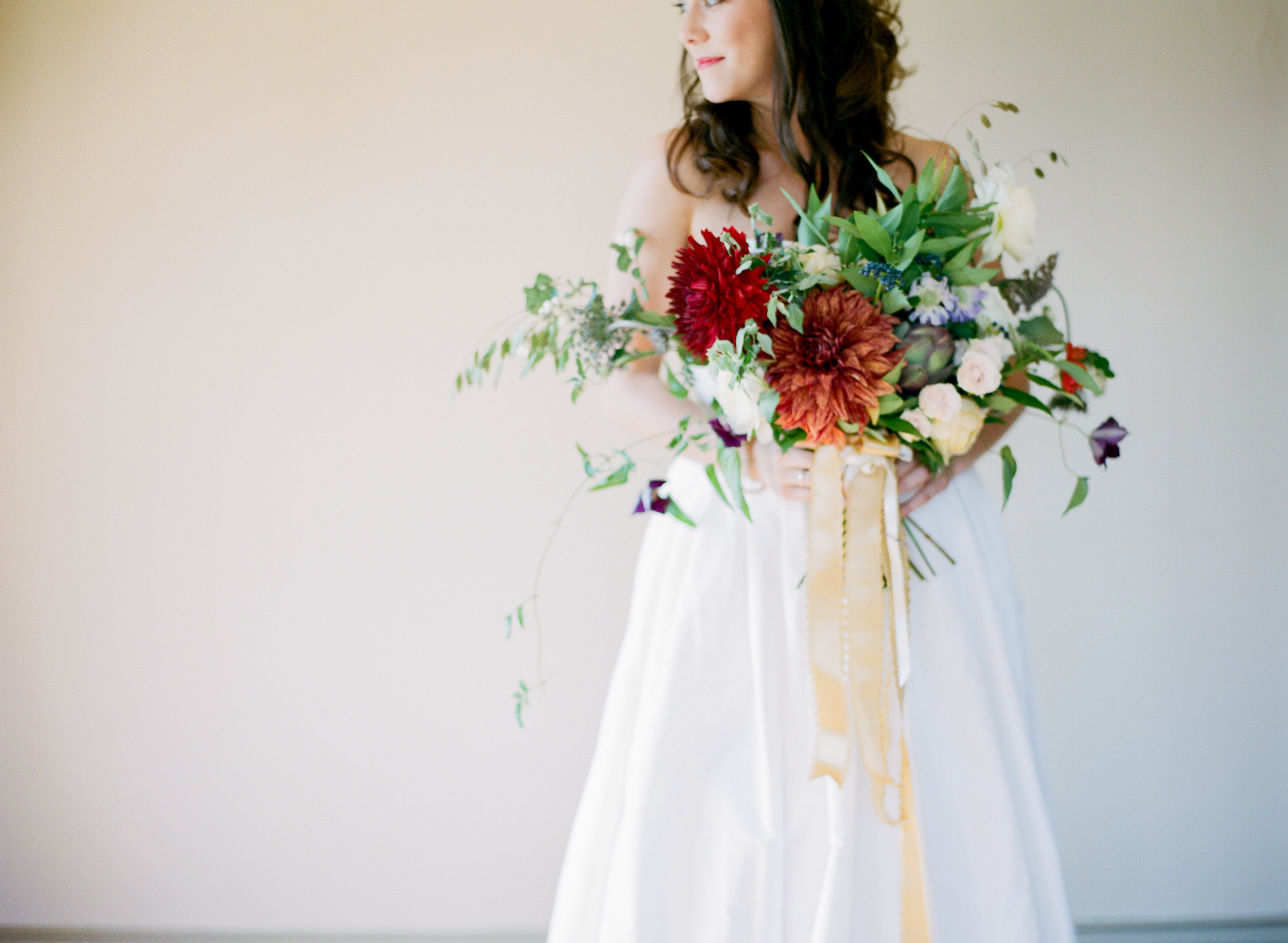 Red Dahlia Bridal Bouquet | The Day's Design | Cory Weber Photography