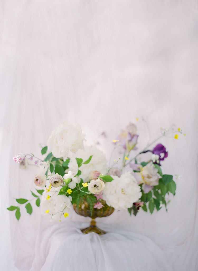 Peony and Iris Centerpiece | The Day's Design | Emily Jane Photography