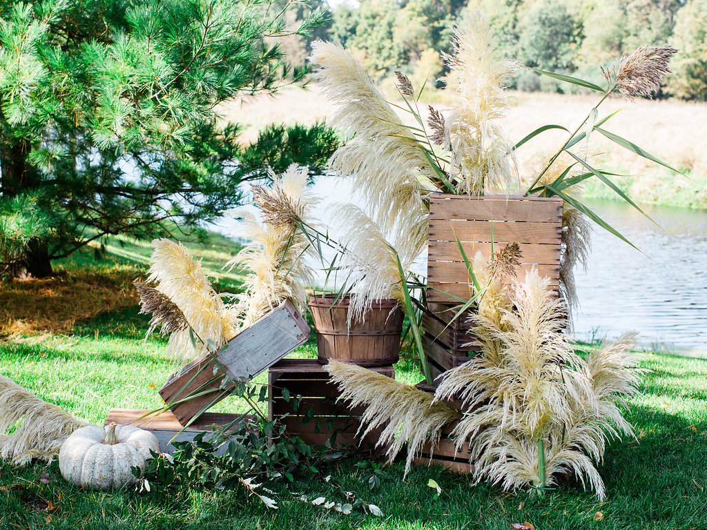 Fall Pampas Grass Wedding Ceremony | The Day's Design | Ashley Slater Photography