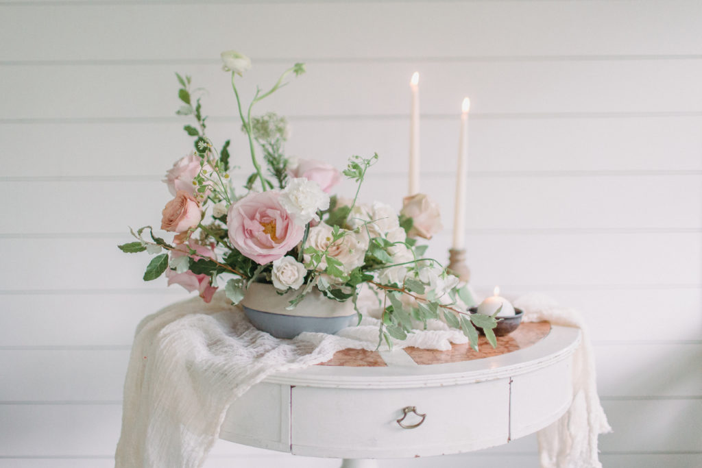 Blush and Dusty Blue Wedding Flowers | The Day's Design | TownLine Journal