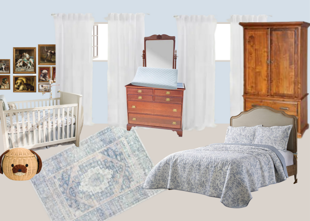 light blue baby boy nursery ideas with gingham crib set